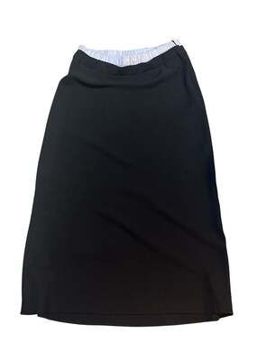 ZARA Black Poplin Waistband Midi Skirt